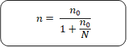 n=  n_0/(1+n_0/N)

